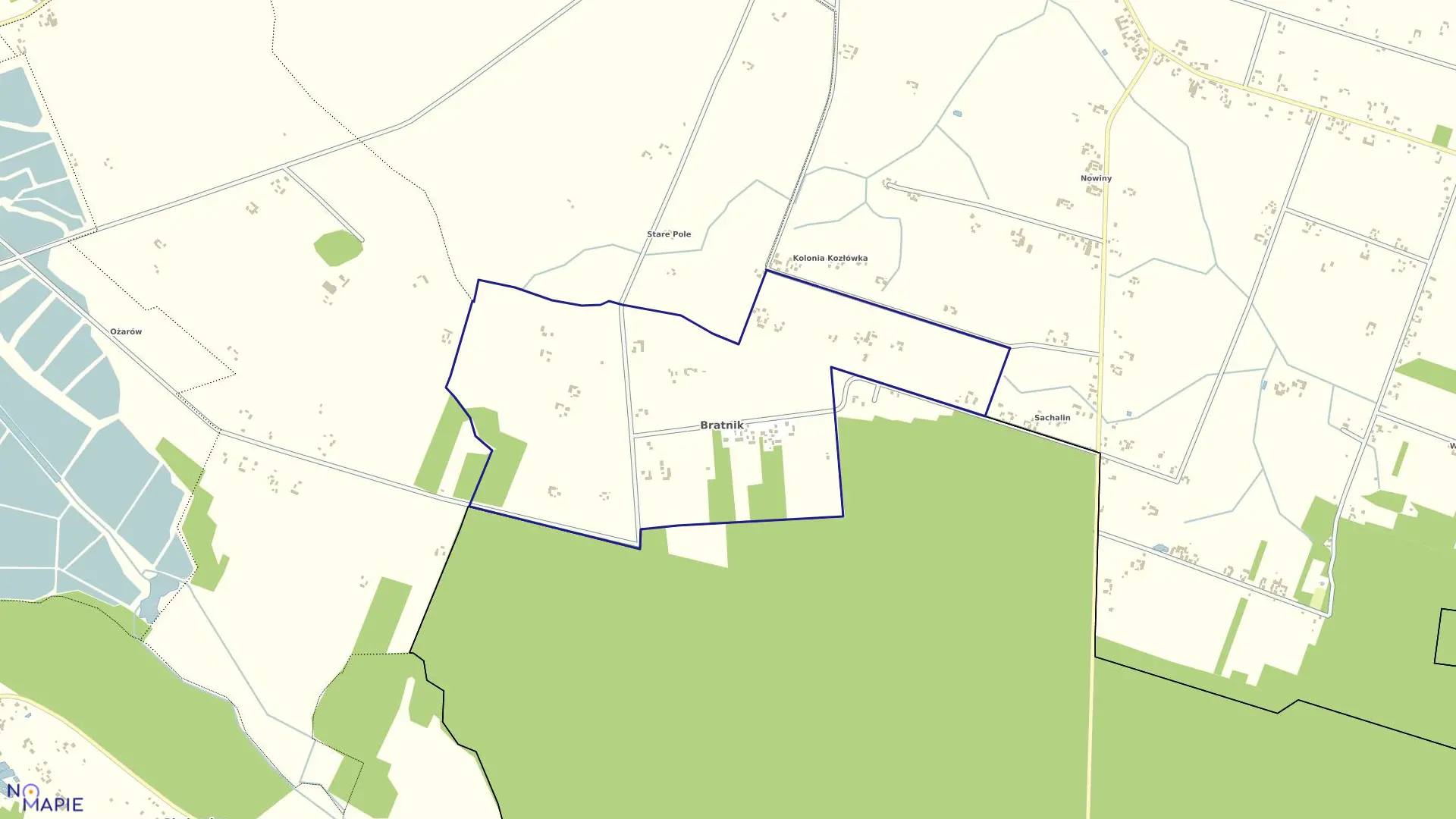 Mapa obrębu BRATNIK w gminie Kamionka